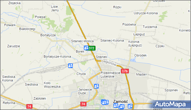 mapa Sitaniec, Sitaniec na mapie Targeo