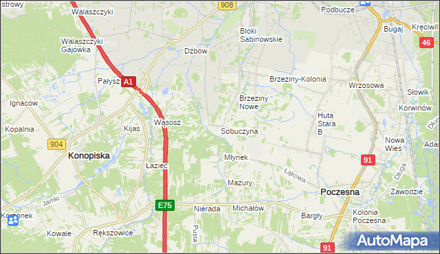 mapa Sobuczyna, Sobuczyna na mapie Targeo