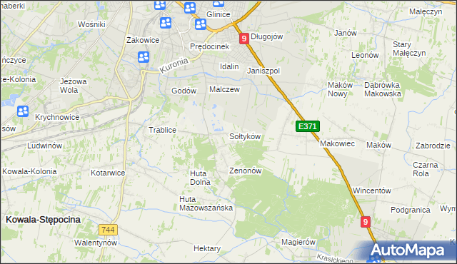 mapa Sołtyków gmina Skaryszew, Sołtyków gmina Skaryszew na mapie Targeo