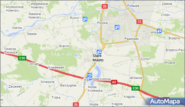 mapa Stare Miasto powiat koniński, Stare Miasto powiat koniński na mapie Targeo