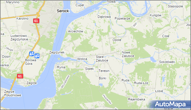 mapa Stare Załubice, Stare Załubice na mapie Targeo