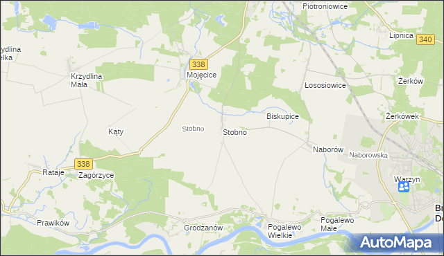 mapa Stobno gmina Wołów, Stobno gmina Wołów na mapie Targeo