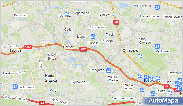 mapa Świętochłowice, Świętochłowice na mapie Targeo