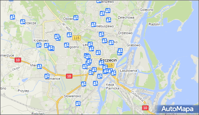mapa Szczecina, Szczecin na mapie Targeo