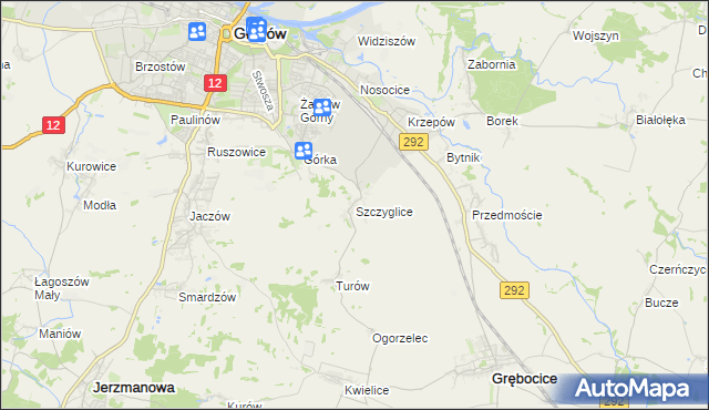 mapa Szczyglice gmina Głogów, Szczyglice gmina Głogów na mapie Targeo