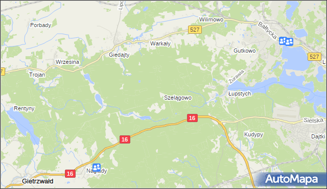 mapa Szelągowo, Szelągowo na mapie Targeo