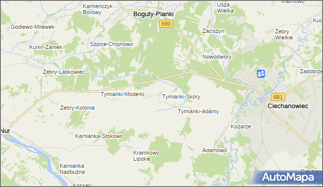 mapa Tymianki-Skóry, Tymianki-Skóry na mapie Targeo
