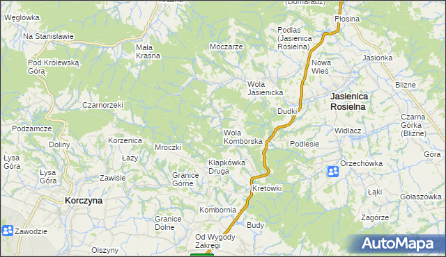 mapa Wola Komborska, Wola Komborska na mapie Targeo
