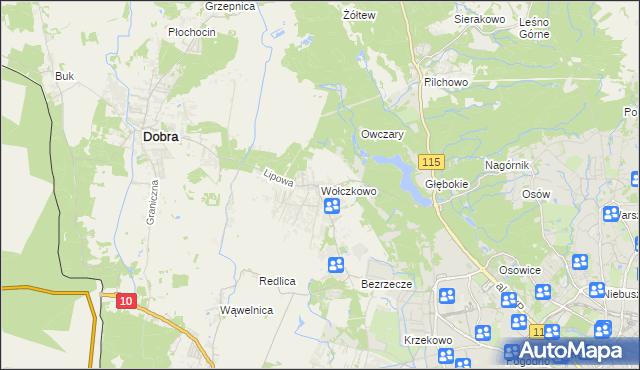 mapa Wołczkowo, Wołczkowo na mapie Targeo