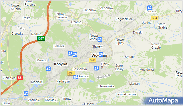 mapa Wołomin, Wołomin na mapie Targeo