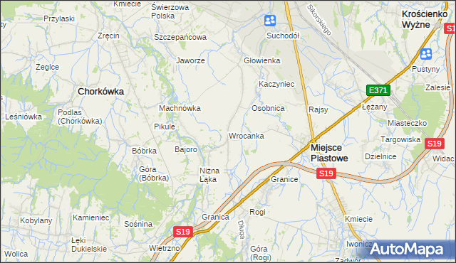 mapa Wrocanka gmina Miejsce Piastowe, Wrocanka gmina Miejsce Piastowe na mapie Targeo