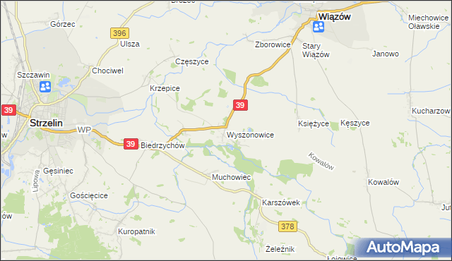 mapa Wyszonowice, Wyszonowice na mapie Targeo