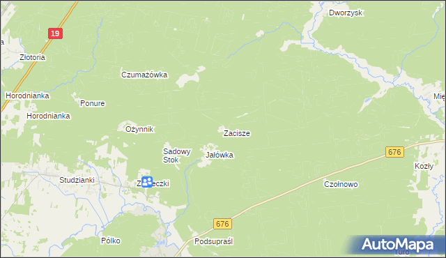 mapa Zacisze gmina Supraśl, Zacisze gmina Supraśl na mapie Targeo