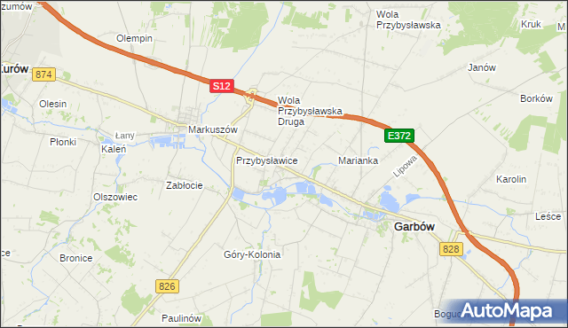 mapa Zagrody gmina Garbów, Zagrody gmina Garbów na mapie Targeo
