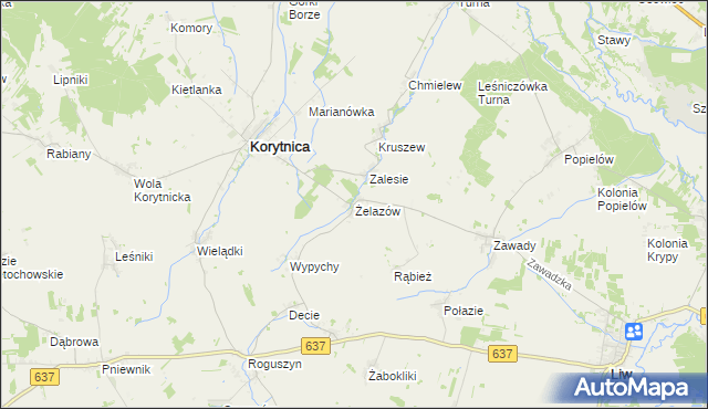 mapa Żelazów gmina Korytnica, Żelazów gmina Korytnica na mapie Targeo