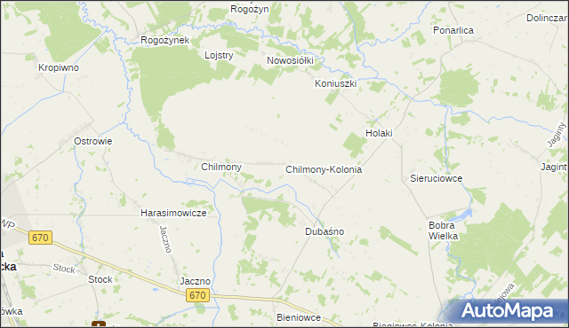 mapa Chilmony-Kolonia, Chilmony-Kolonia na mapie Targeo