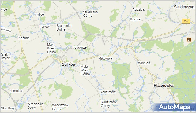 mapa Mikułowa, Mikułowa na mapie Targeo