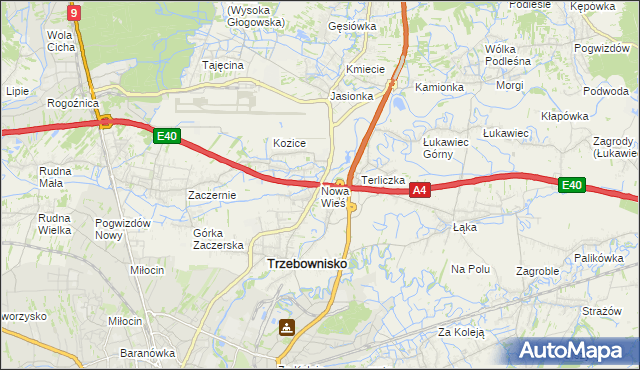 mapa Nowa Wieś gmina Trzebownisko, Nowa Wieś gmina Trzebownisko na mapie Targeo