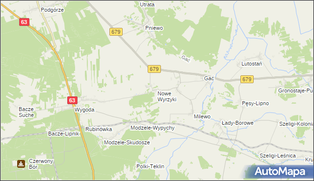 mapa Nowe Wyrzyki, Nowe Wyrzyki na mapie Targeo