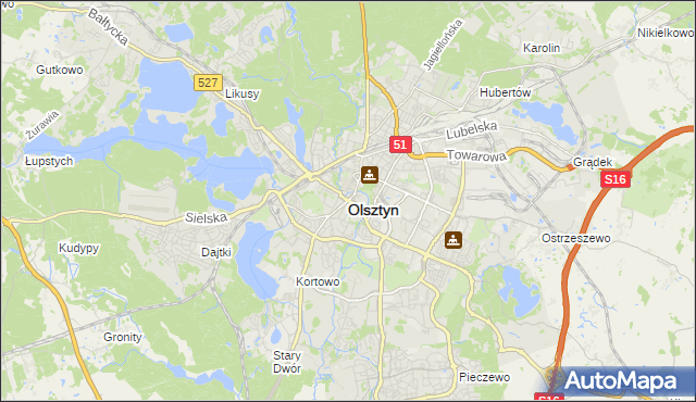 mapa Olsztyna, Olsztyn na mapie Targeo