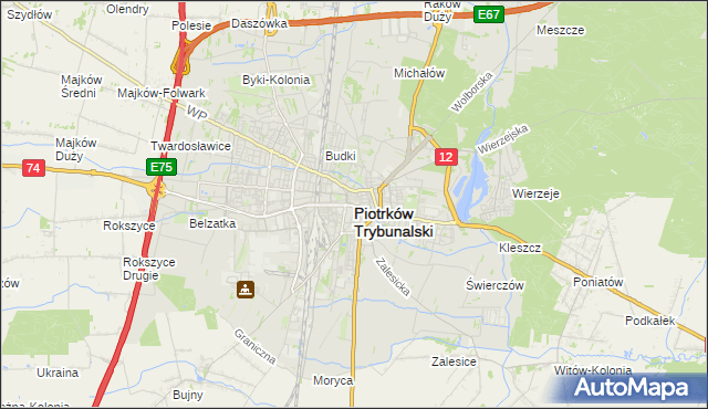 mapa Piotrków Trybunalski, Piotrków Trybunalski na mapie Targeo
