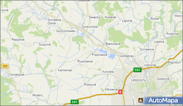 mapa Piszkowice, Piszkowice na mapie Targeo