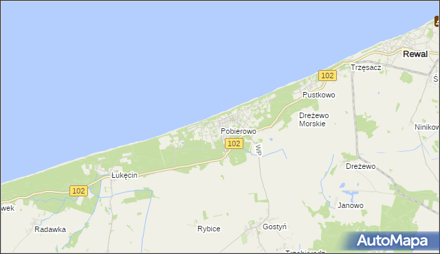 mapa Pobierowo, Pobierowo na mapie Targeo