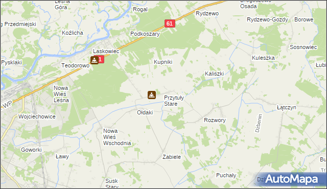 mapa Przytuły Stare, Przytuły Stare na mapie Targeo