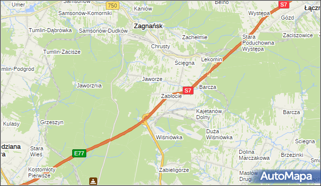 mapa Zabłocie gmina Zagnańsk, Zabłocie gmina Zagnańsk na mapie Targeo