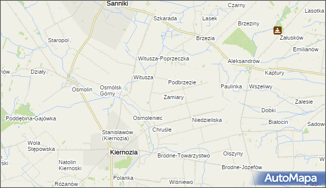 mapa Zamiary, Zamiary na mapie Targeo