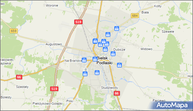 mapa Bielsk Podlaski, Bielsk Podlaski na mapie Targeo