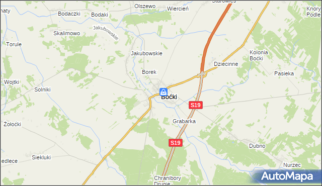 mapa Boćki, Boćki na mapie Targeo