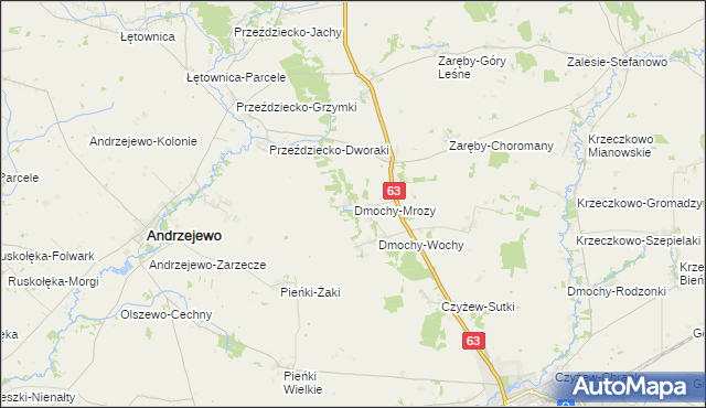 mapa Dmochy-Mrozy, Dmochy-Mrozy na mapie Targeo