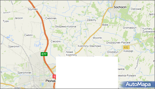 mapa Koziminy-Stachowo, Koziminy-Stachowo na mapie Targeo