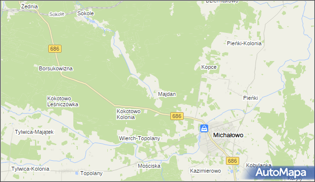 mapa Majdan gmina Michałowo, Majdan gmina Michałowo na mapie Targeo