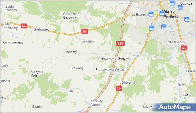 mapa Pietrzykowo-Gołąbki, Pietrzykowo-Gołąbki na mapie Targeo