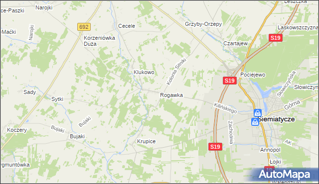 mapa Rogawka, Rogawka na mapie Targeo