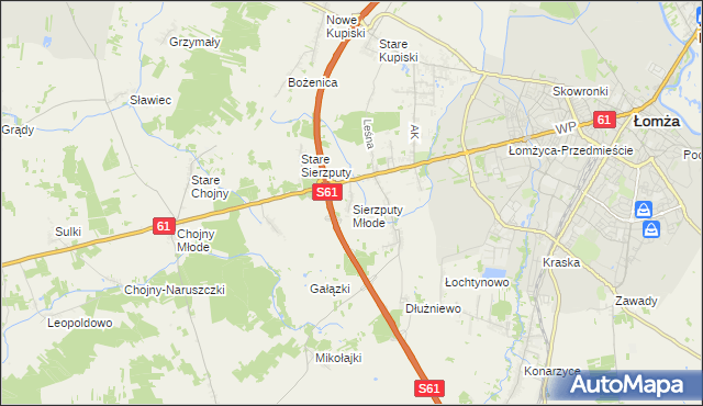 mapa Sierzputy Młode, Sierzputy Młode na mapie Targeo