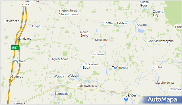 mapa Skidlewo, Skidlewo na mapie Targeo