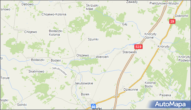 mapa Wiercień gmina Boćki, Wiercień gmina Boćki na mapie Targeo