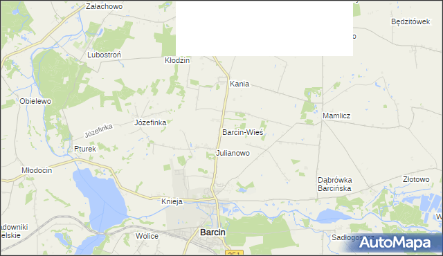 mapa Barcin-Wieś, Barcin-Wieś na mapie Targeo