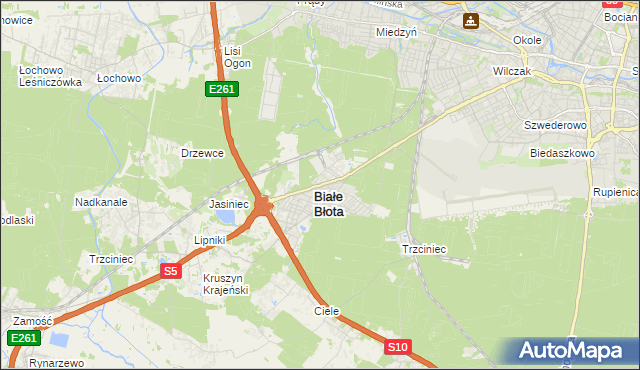 mapa Białe Błota powiat bydgoski, Białe Błota powiat bydgoski na mapie Targeo