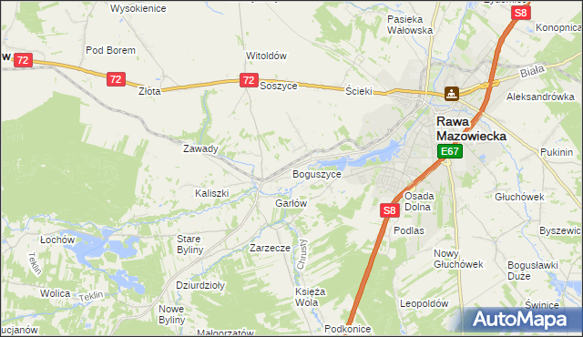 mapa Boguszyce gmina Rawa Mazowiecka, Boguszyce gmina Rawa Mazowiecka na mapie Targeo