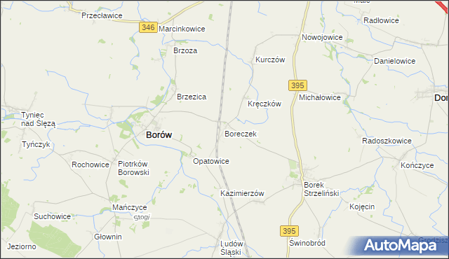 mapa Boreczek gmina Borów, Boreczek gmina Borów na mapie Targeo