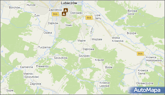 mapa Dąbrowa gmina Lubaczów, Dąbrowa gmina Lubaczów na mapie Targeo