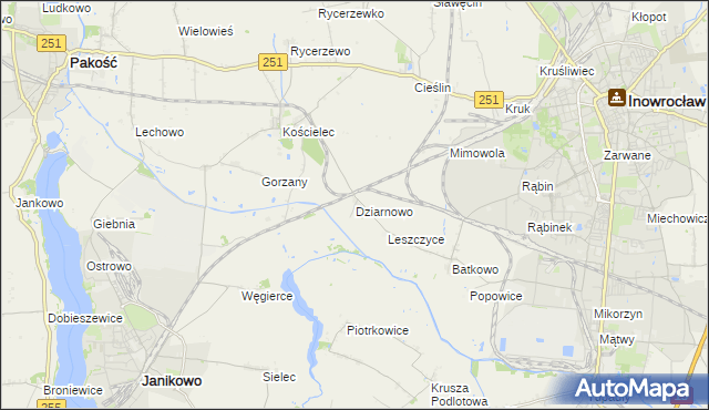 mapa Dziarnowo gmina Pakość, Dziarnowo gmina Pakość na mapie Targeo