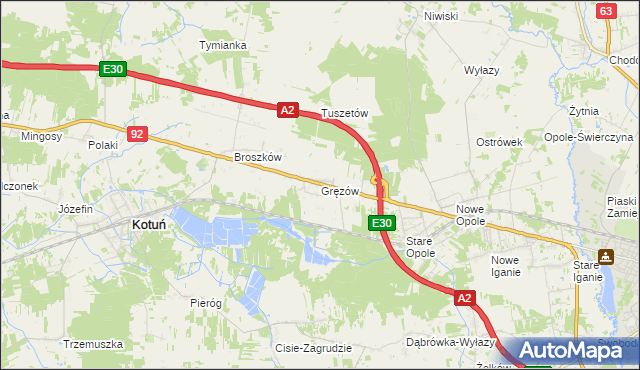 mapa Gręzów, Gręzów na mapie Targeo