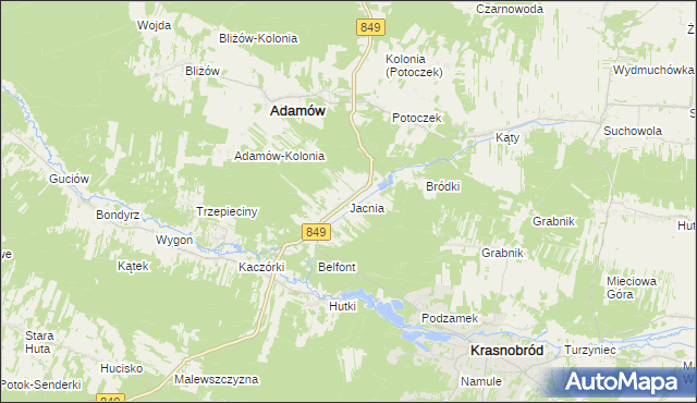 mapa Jacnia, Jacnia na mapie Targeo