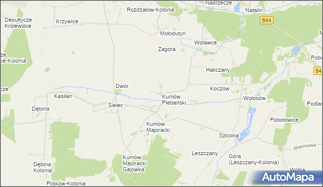 mapa Kumów Plebański, Kumów Plebański na mapie Targeo