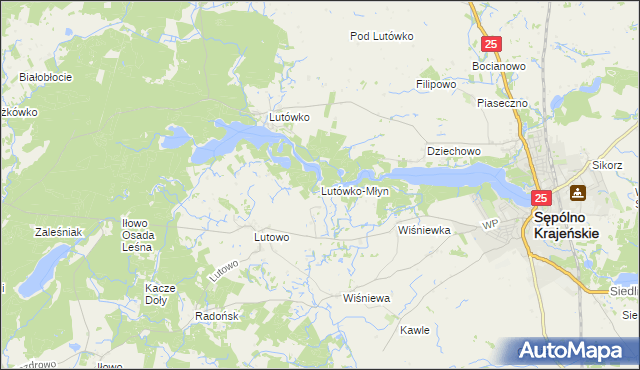 mapa Lutówko-Młyn, Lutówko-Młyn na mapie Targeo